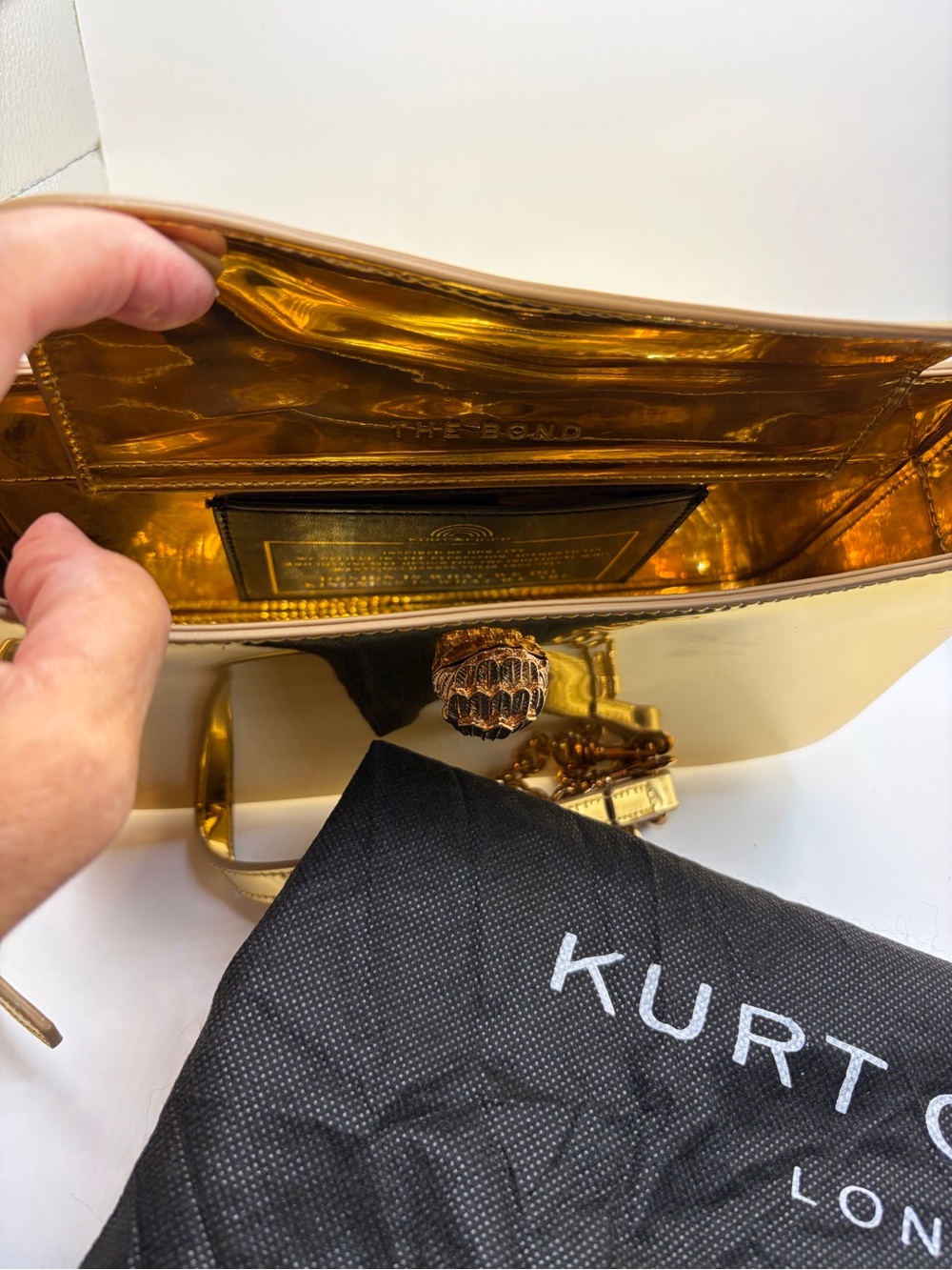 Kurt Geiger Gold Mini Shoulder Bag W/crossbody strap and dusty. - Picture 7 of 7